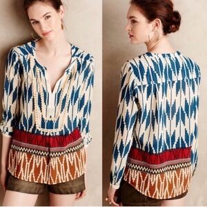 Anthropologie maeve Rohana embellished blouse Size 4 Artsy Vacation Resortwear